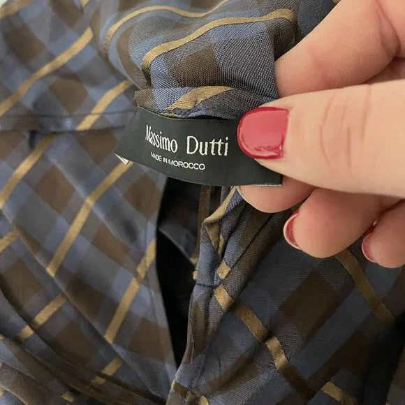 Massimo Dutti Womens Dress EU 38
US 6 Plaid Halter Neck Blue Brown NWT - Picture 9 of 15